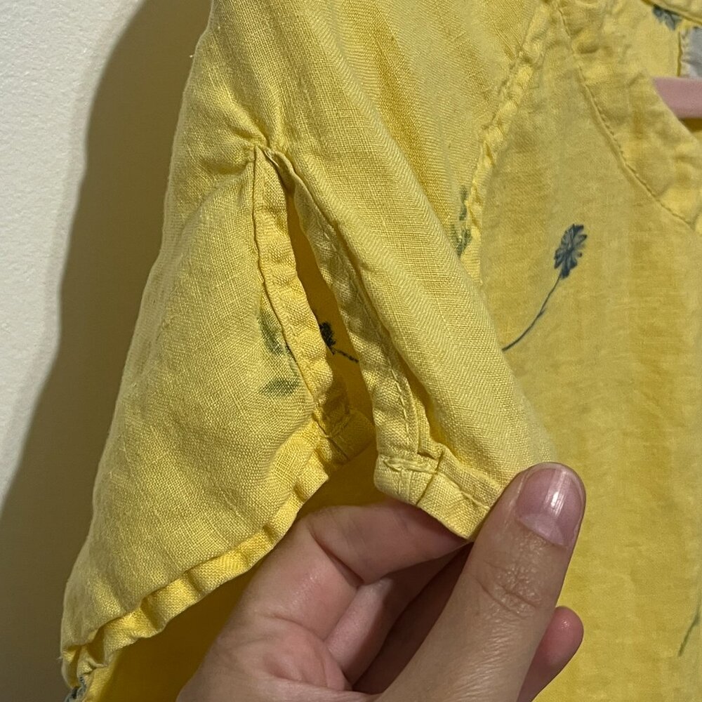 Womens 100% Linen Mumu Dress S Floral Boho Hippie Indie Sustainable Resortwear - Picture 3 of 8